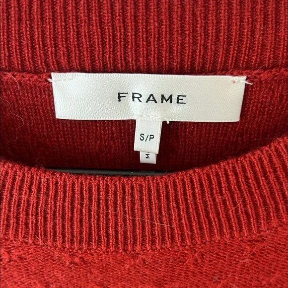 Frame Denim Red Puff Sleeve Sweater Sz S - Picture 2 of 6
